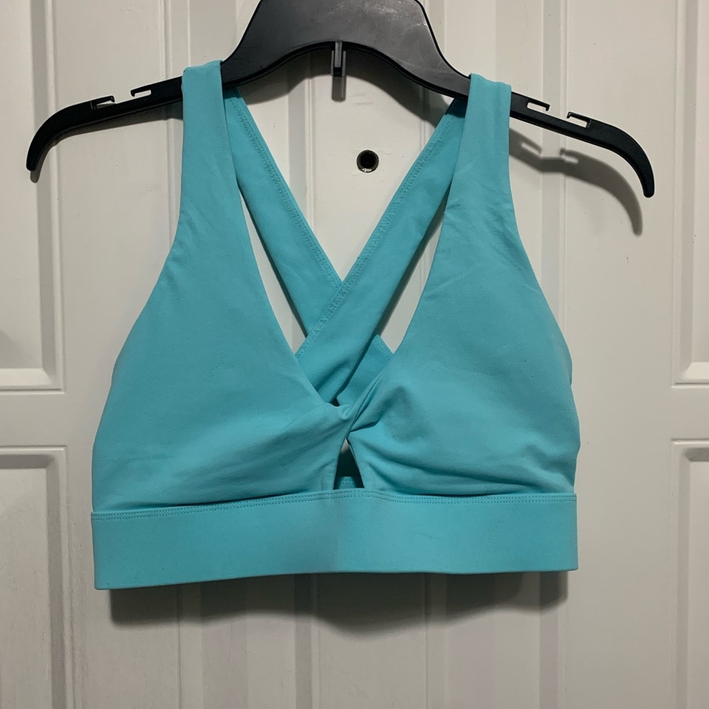 Fabletics Blue Sports Bra with V-Neck and Racerback